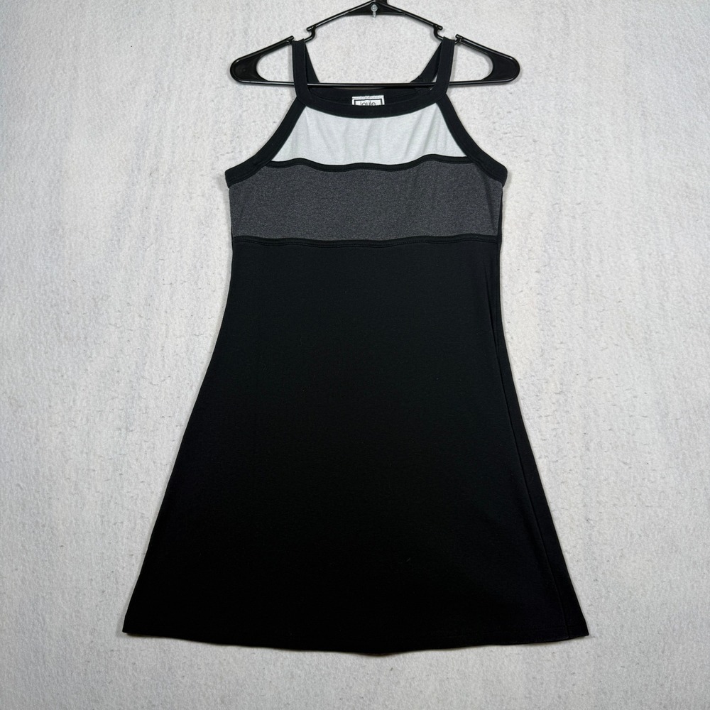 Joule Women Black Grey White Colorblock Halter Neck Sleeveless A-Line Mini Dress